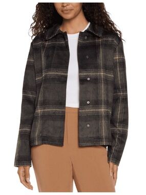Banana Republic Charcoal and Beige Plaid Utility Jacket